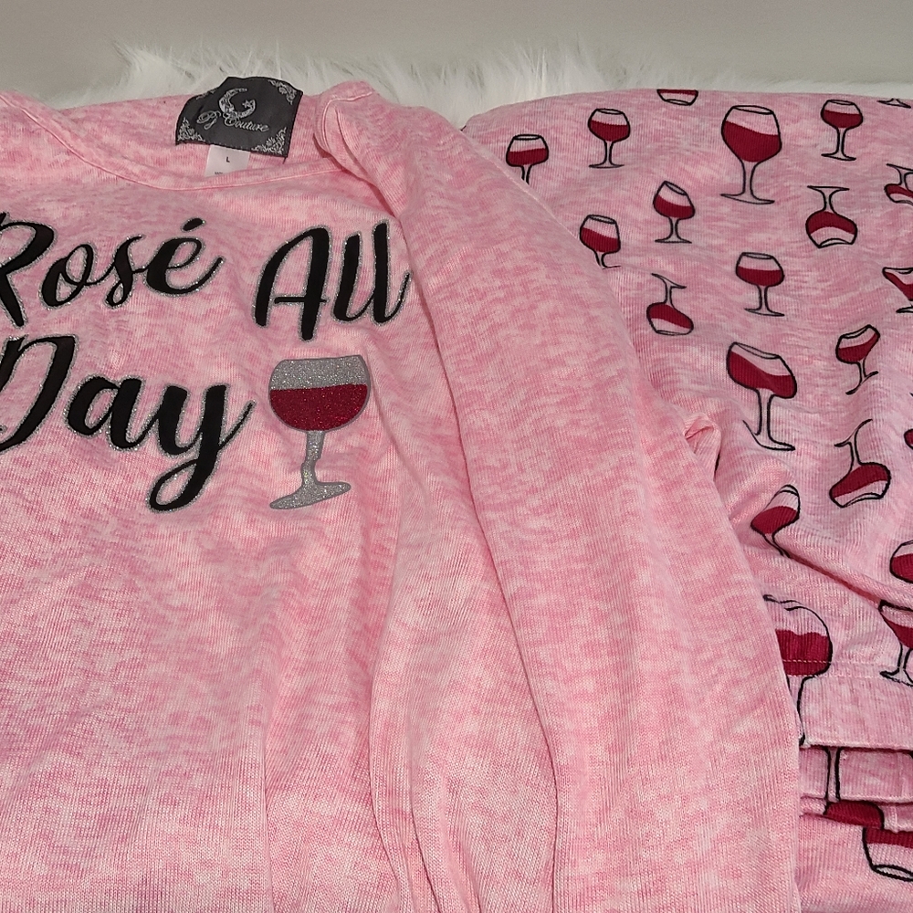 🍷🍷NEW🍷🍷ADORABLE!! ROSE' ALL DAY 2PC Pajama Set - Picture 3 of 16